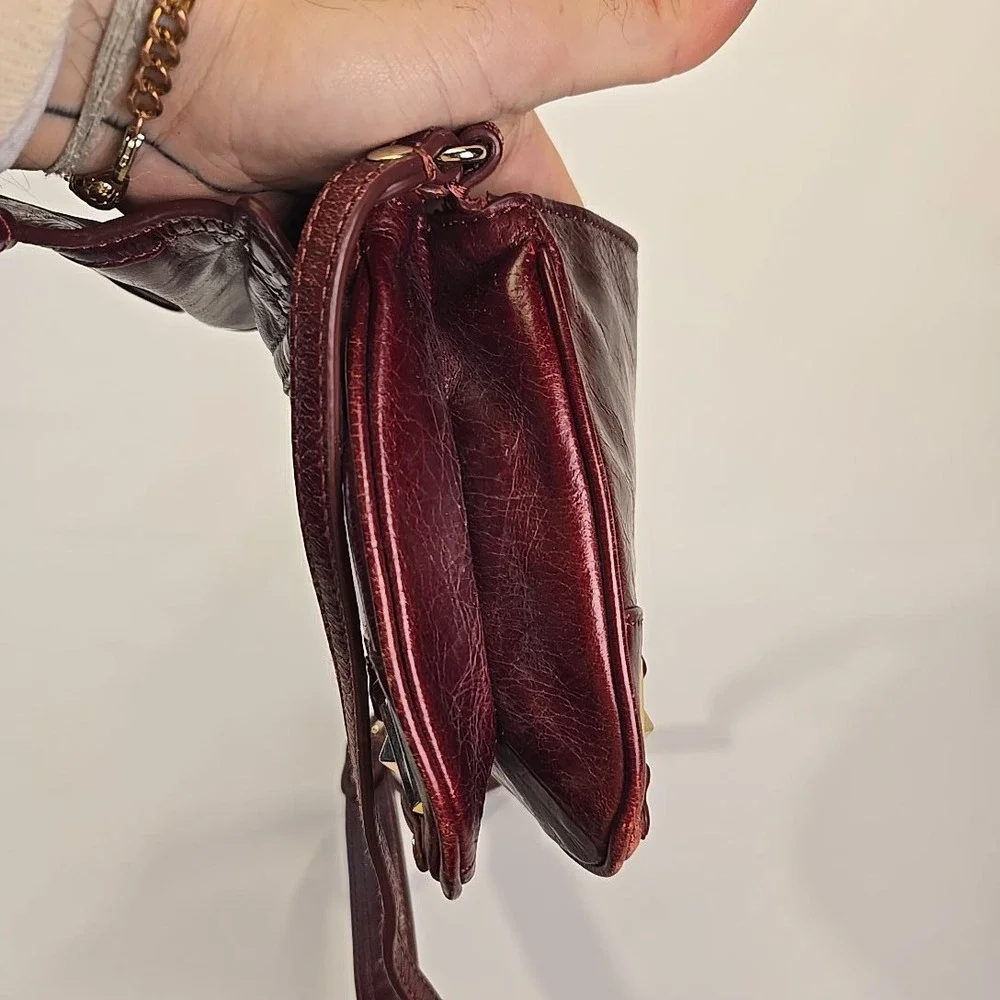 Rebecca Minkoff Leather Crossbody Bag Burgundy Gold Hardware Small Purse 8x7x20